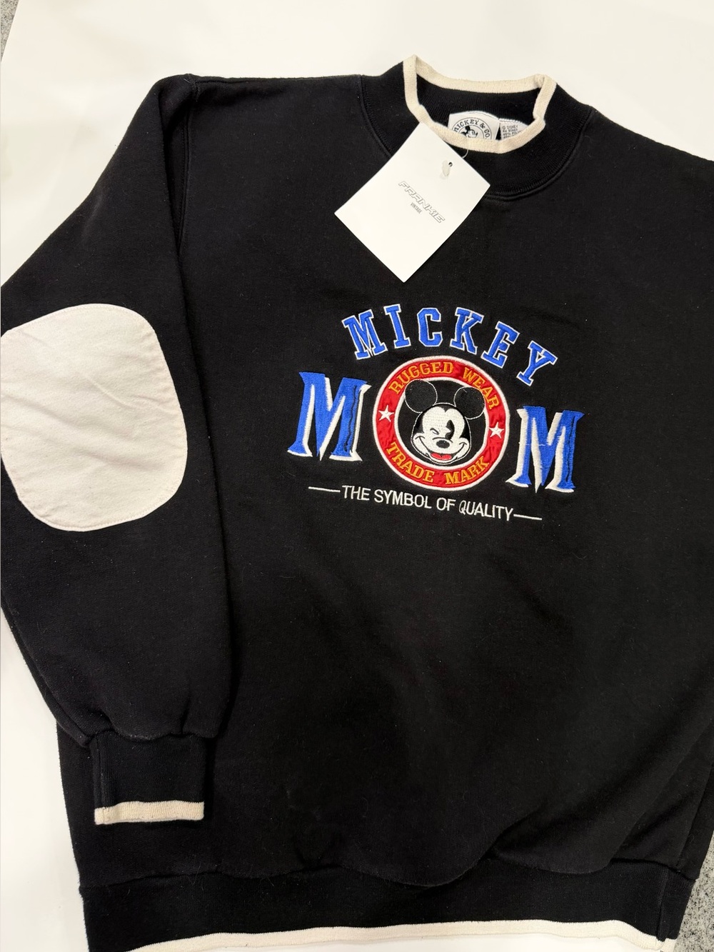 Disney Black Crewneck Sweatshirt with Blue & Red Mickey Mom Logo
